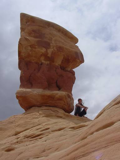 ALT =[“Dr. Jolie Bookspan: Dr. Bookspan rock climbing in the southwest.”] 